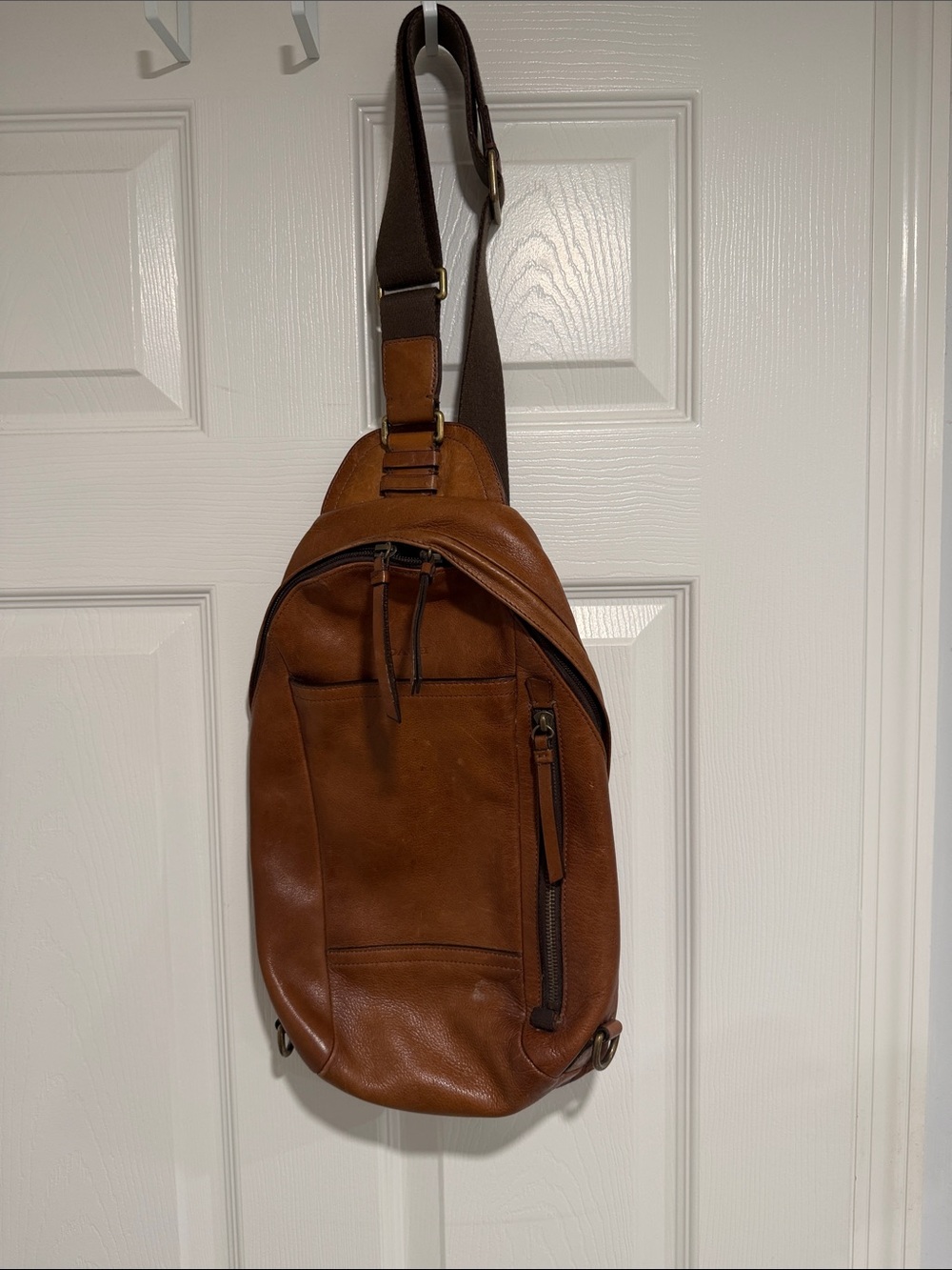Coach Men's Tan Leather Sling Belt Bag